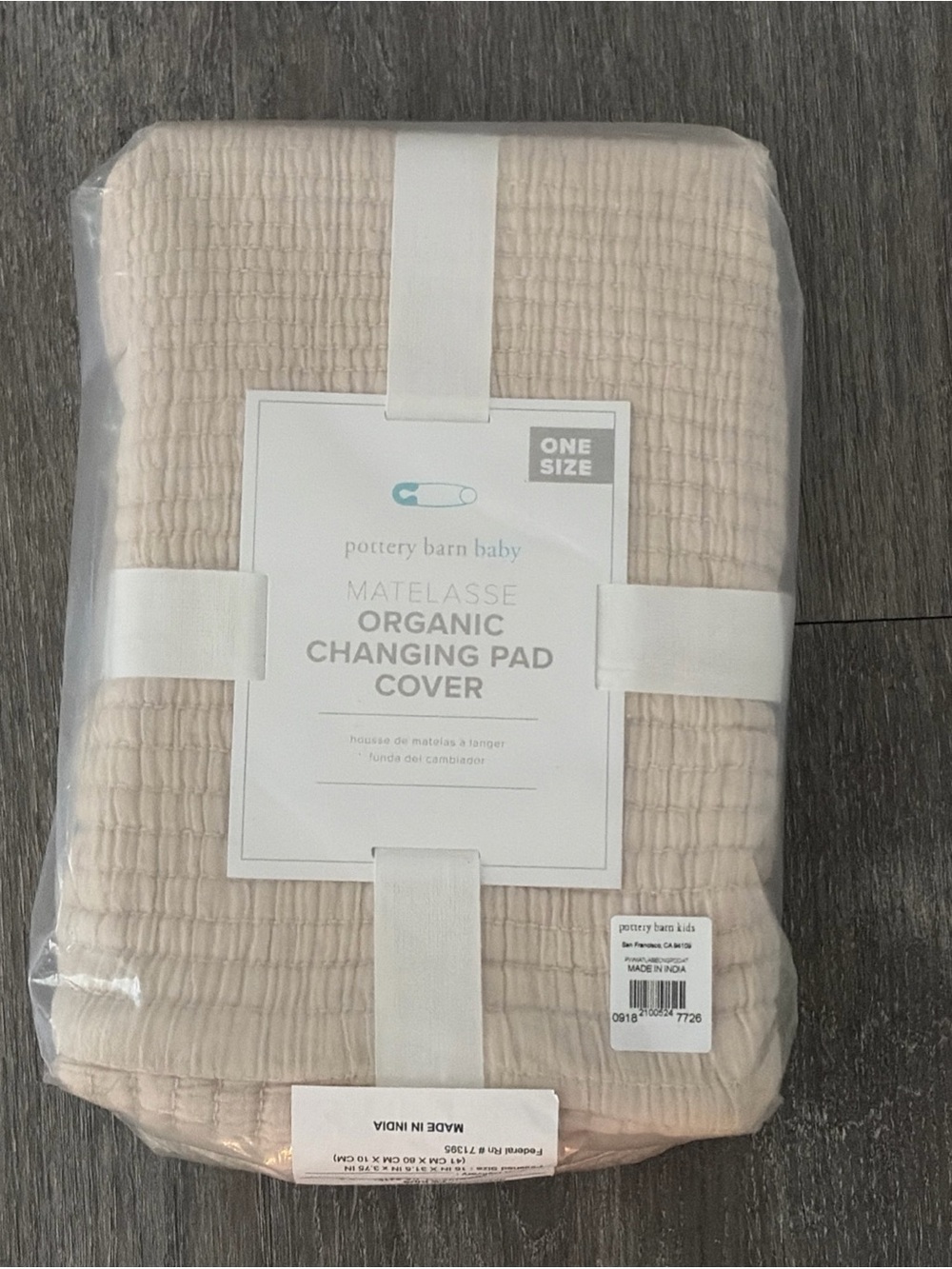 Pottery Barn Baby Matelassé Organic Changing Pad Cover in Light Beige